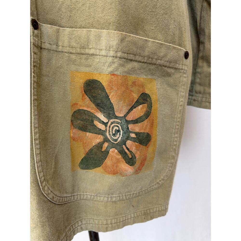 90's Vintage BLUE FISH Green Cotton Jacket MADE USA OS #0175 - Picture 10 of 16